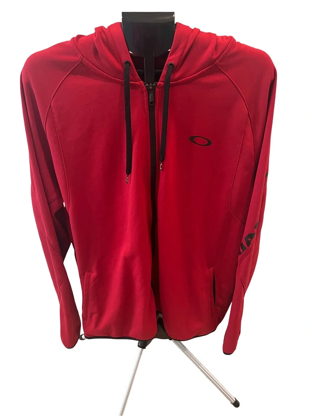 Oakley Red Zip-Up Hoodie with Black Accents
